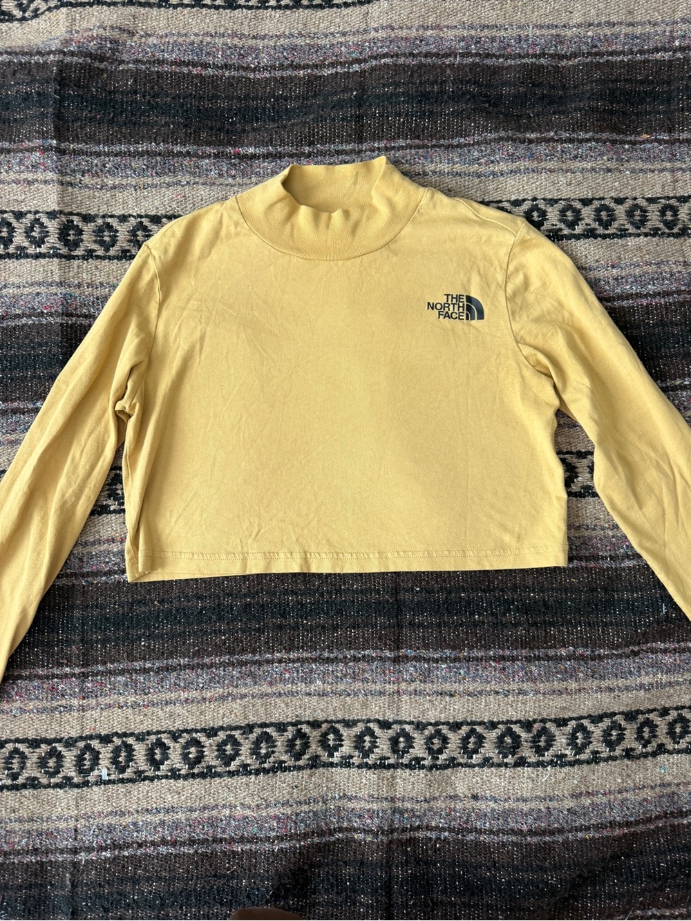 The North Face Pale Yellow Cropped Long-Sleeve Mock Neck Top